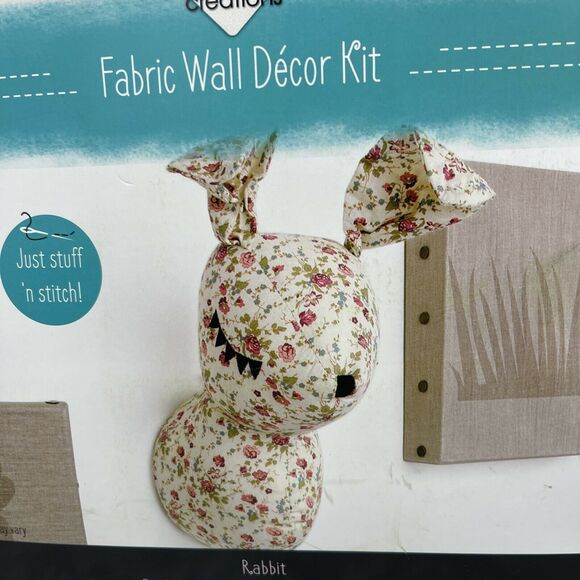 Needle Creations Fabric Wall Decor Kit Pastel Pink Floral Rabbit Nursery Decor - Picture 2 of 7